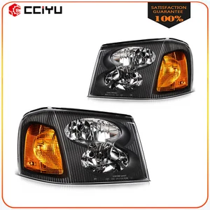 Headlights Assembly For 2002-2009 GMC Envoy 2002-05 GMC Jimmy Black Housing Pair - Picture 1 of 8