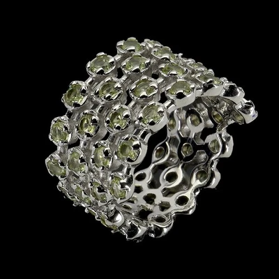 925 Sterling Silver Ring Round Peridot Natural Gemstone Jewelry Size 7.5 - Image 1 of 4