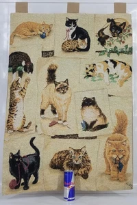 Vintage Katzen Szene Wandbehang Wandteppich 90x62cm - Bild 1 von 14