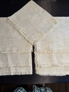 Burlap Look Fringed Edges Linen Napkins Lot Of 7 Natural Farmhouse 16”x16” - Picture 1 of 11