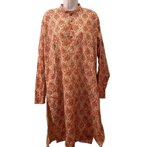 Abito tunica indiano Kurti camicia donna XL rosa manica lunga India boho etnico - Foto 1 di 14