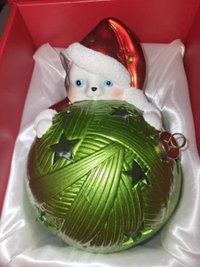 Home Reflections Christmas Cat Ornament Luminary Frameless Candle W/Box - Picture 1 of 4