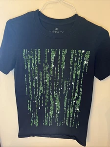 Matrix schwarzes T-Shirt mit neongrüner Grafik Erwachsene S - Bild 1 von 2