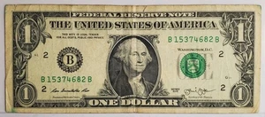 Billete de un dólar completo Broken Ladder de 1 a 8 $1 serie SN: B15374682B 2013 - Imagen 1 de 2