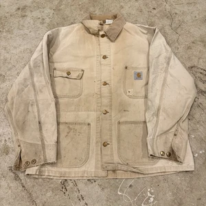 Vintage Carhartt Tan Chore Detroit Jacket Shell Unlined Faded Size XL Mens - Picture 1 of 10