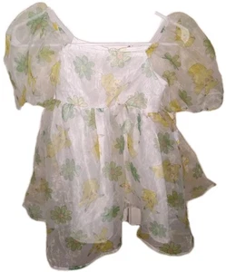 Pokémon Pikachu Organza Puff Sleeve St. Patrick's Day Dress Girls' L 10/12 Ivory - Picture 1 of 3