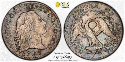 ¡PCGS EN MUY BUEN ESTADO! MEDIO CENTAVO CABELLO SUELTO 1795 Foto 1 de 4