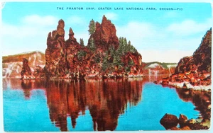 Phantomschiff Krater Lake Oregon Postkarte Vintage Leinen Nationalpark Landschaft - Bild 1 von 2