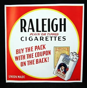 Vintage Raleigh Zigarettenpackung mit Gutschein auf Rückseite Papier Siign unbenutzt Ladenbestand - Bild 1 von 1