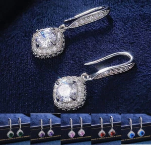 Pendientes colgantes boda joyería nupcial plata esterlina 925 circonita cúbica piedra mujer Reino Unido piedra - Imagen 1 de 61