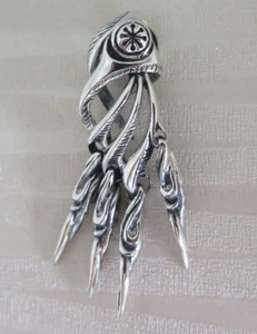 PEACOCK FEATHER TRIBAL STERLING 925 SILVER PENDANT - Picture 1 of 9