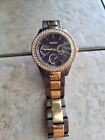 Ladies FOSSIL Stella Crystal Accent Stainless Steel Rose Gold/Brown Watch ES2955