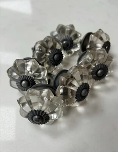 X6 Clear coloured Flower Shaped Draw Cupboard Wardrobe Cabinet Pull Handle Knob - Picture 1 of 6