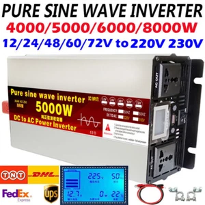 5000W 6000W 8000W 12V 24V 48V 60V 72V a 220V inversor de potencia de onda sinusoidal pura LCD - Imagen 1 de 28