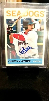 2013 TOPPS HERITAGE MINORS SEA DOGS #ROA-CV CHRISTIAN VAZQUEZ AUTO. PRISTINE. - Image 1 of 4