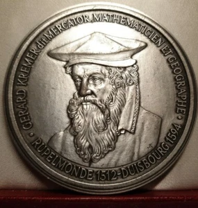 1987 MERCATOR BERÜHMTER FLÄMISCHER WISSENSCHAFTLER SELTEN 78 mm KUNSTMEDAILLE Kosmograph - Bild 1 von 2