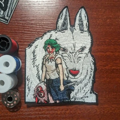 Princess Monoke & Moro Anime Patch Ghibli Miyazaki Embroidered Iron On 5x3.75" - Image 1 of 4