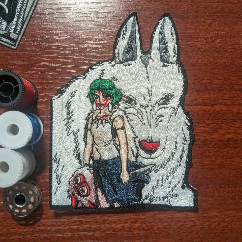 Princess Mononoke & Moro Anime Patch Ghibli Miyazaki Embroidered Iron On 5x3.75" - Image 1 of 4