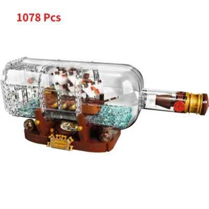 Ship in Bottle Pirates Building Blocks Construction Bricks with Stand Boys Toys - Picture 1 of 12