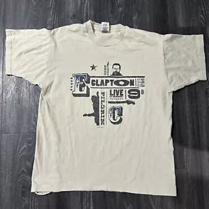 Vintage Eric Clapton World Tour 1998 Tan Shirt Guitar King XL punto singolo - Foto 1 di 9
