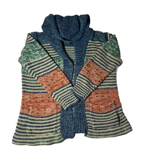 Vintage K-Mart Strickjacke Pullover Strick Damen M vorne offen Kapuze Cabin 70’s 80s - Bild 1 von 14