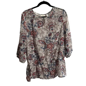 Top Popover Chico’s Estampado Paisley Cintura Caída Transparente Talla 1 Mediano - Imagen 1 de 6