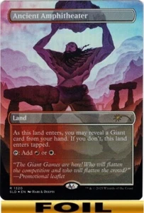 1x - Ancient Amphitheater - FOIL BORDERLESS Hari & Deepti- Secret Lairs - NM MTG - Picture 1 of 1