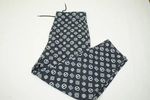 Giorgio Armani Cashmere Blend Blue Logo ALL OVER Mens Pants Sz 32 BRAND NEW - Picture 1 of 7