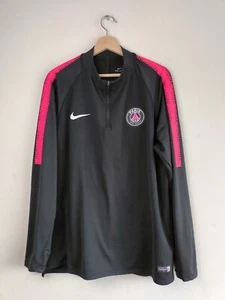 PSG Nike Dri-Fit 1/4 Zip Black Long Sleeve Logo Sports Jumper Jacket - Men's XL - Picture 1 of 13