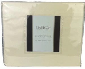 Madison set lenzuola queen microfibra 4 pezzi tasche extra profonde beige NUOVO - Foto 1 di 3