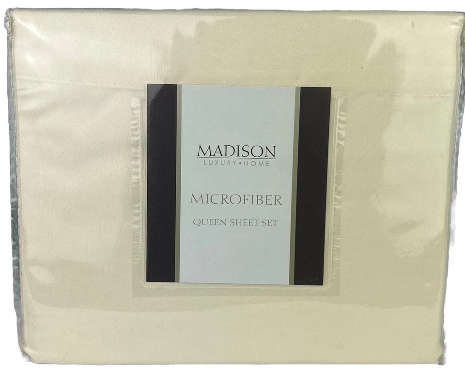 Madison Microfibra Queen Juego de Sábanas 4 Piezas Bolsillos Extra Profundos Beige NUEVO Foto 1 de 3