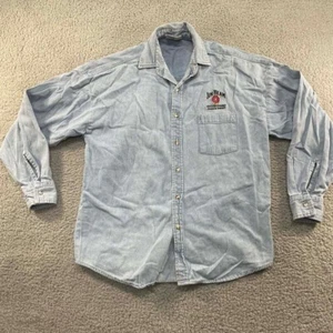 Jim Beam Whiskey spirits Kentucky bourbon denimbutton up down casual Mens Shirt - Picture 1 of 15