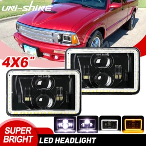 2pcs For Chevy S10 Blazer 1994-1997 4x6'' LED Headlights Hi-Lo Sealed Beam Halo - Picture 1 of 10