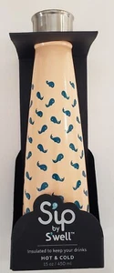 Sip By Swell Whale Watch Fish Water Bottle Insulated Drinks Hot & Cool 15oz New - Picture 1 of 6
