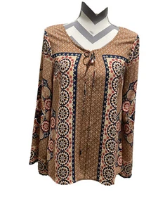 Blu Pepper Women's Boho Print Balloon Sleeve Blouse, Size m - Picture 1 of 6