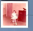Found Color Photo L_7013 Little Girl In Dress Sitting On Tricycle