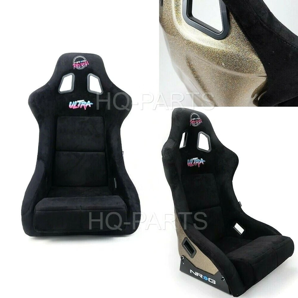 NRG PRISMA FIXED BACK BUCKET RACING SEAT FRP-302BK-ULTRA ALCANTARA BLACK LARGE - Image 1 of 4