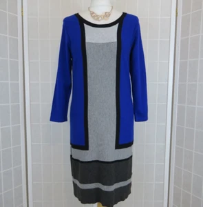 Principles By Ben de Lisi Dress Size 12 Royal Blue Grey Black Colourblock Knit - Picture 1 of 14