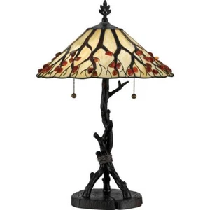 Quoizel Table Lamp 25" Traditional Style Tiffany Stained Glass Valiant Bronze - Picture 1 of 2