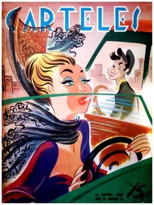 Wall Quality Decoration Poster.Room art.Guy flirts w/girl in convertible.6843 - Picture 1 of 1