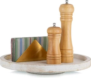 Hanobe Lazy Susan Organizer Holz Plattenspieler weiß perlenfrei 32 cm, braun - Bild 1 von 12