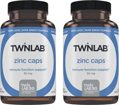 Twinlab Cápsulas de Zinc para Apoyar la Piel Saludable y la Salud Inmune 100 Cápsulas Paquete de 2 Foto 1 de 4