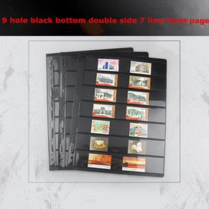 10 Sheet of Stamp Stock Page (7 Strips) & 9 Binder Holes Black & Double Sided - Picture 1 of 7