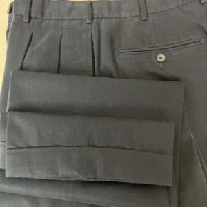 FACONNABLE  Men's Pant Dressy Casual 34x30 Navy Blue Cotton Twill Pleated Cuffed - Picture 1 of 8