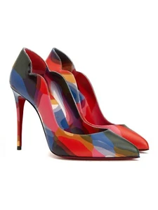 CHRISTIAN LOUBOUTIN Hot Chick 100 décolleté in pelle stampata multicolore 7 37 - Foto 1 di 14