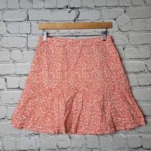 BillaBong x Salty Blonde Upside Skirt Ruffle Peplum Bubble Hem Coral Pink Sz 28 - Picture 1 of 9