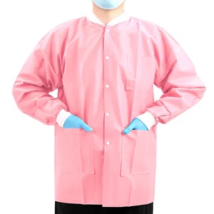 Disposable SMS Lab Jackets Lab Coats Unisex Hip-Length Uniform w/Pockets 3 Color - Picture 1 of 13