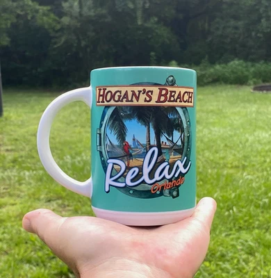 Taza de cerámica Hogan’s Beach Shop "Relax" Orlando FL Hulk Hogan rara Foto 1 de 4
