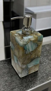 5'' Natural Agate Stone Soap Dispenser Luxurious Bathroom Accessories Home Decor - Picture 1 of 6