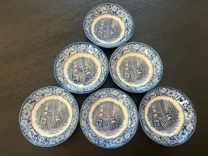 Liberty Blue Staffordshire China Set Of 6 Fruit Dessert Bowls Betsy Ross - Picture 1 of 4